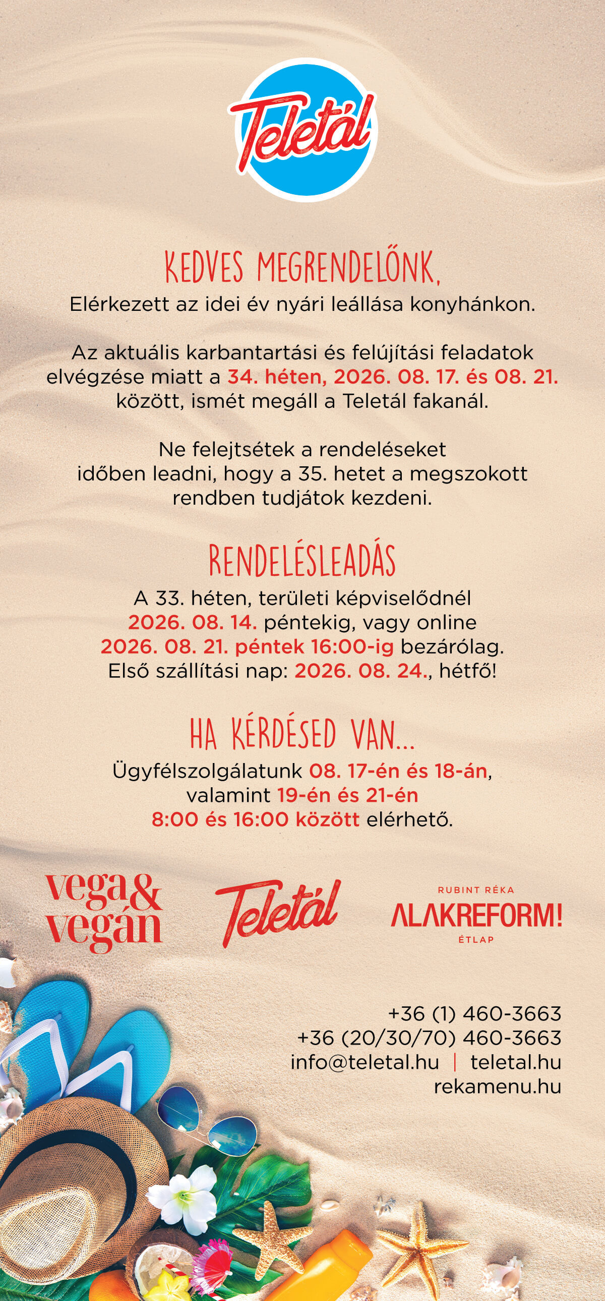 Leállási tájékoztató 2026 Nyár